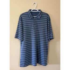 Nike Golf Mens Large Blue Activewear Short Sleeve Polo Shirt White Striped